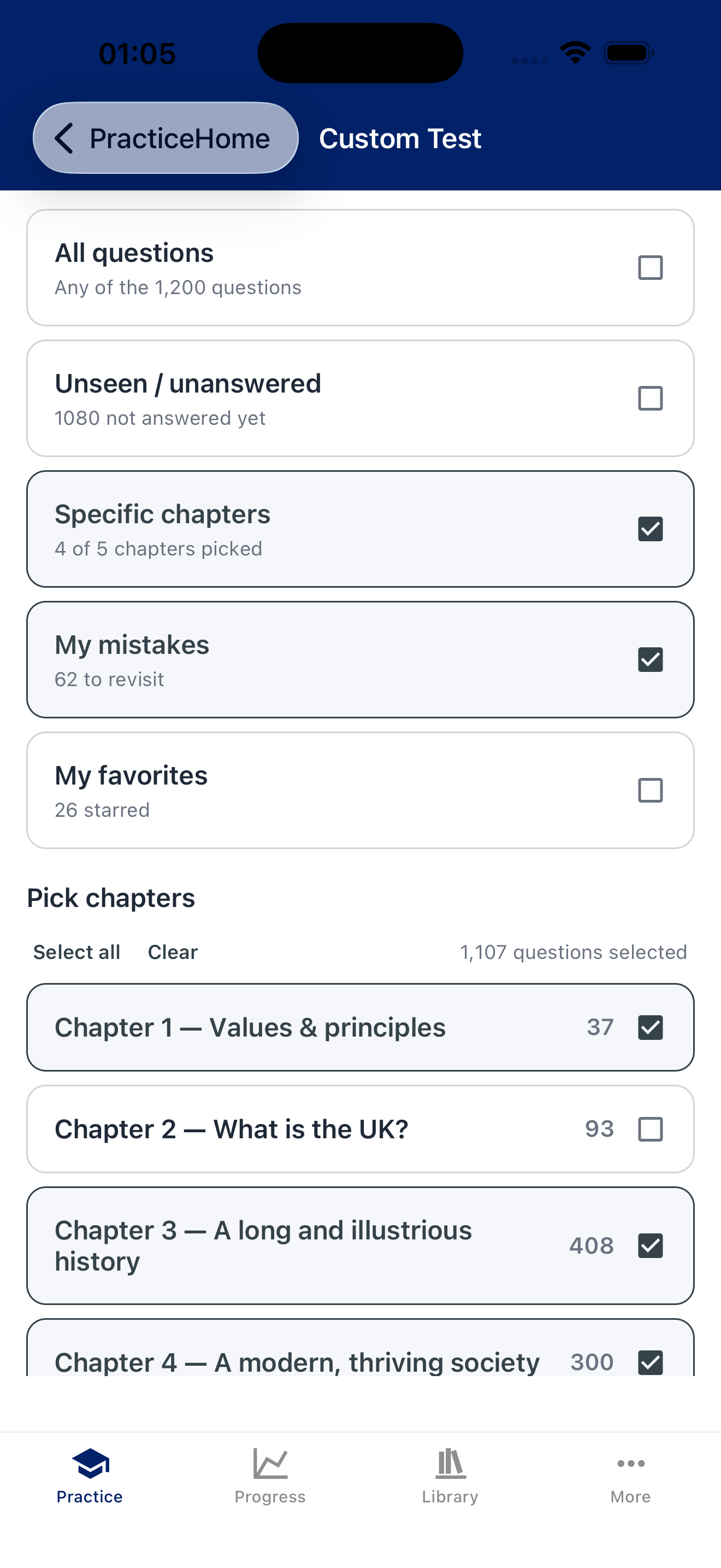 Custom test builder