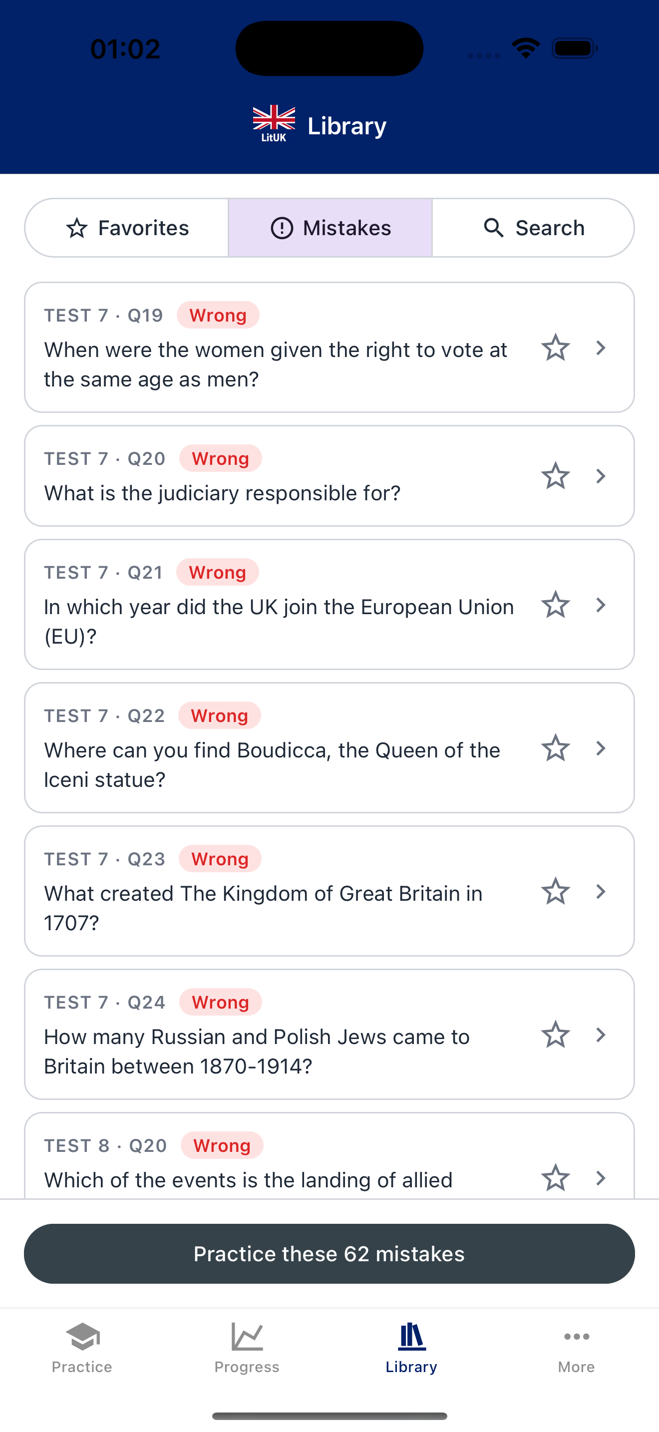 Library — review mistakes